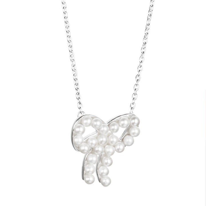Mini Pearls Bow Collane Argento 42-45 cm nel gruppo Collane / Collane d'argento presso SCANDINAVIAN JEWELRY DESIGN (10-100-01603-4245)