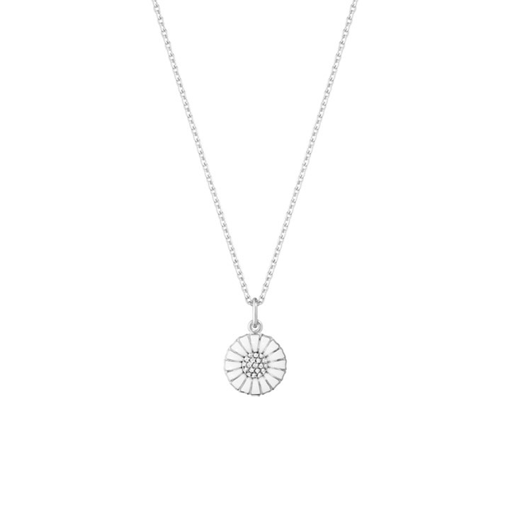 DAISY Pendente Argento RH WHITE ENAMEL 11 MM Diamante 0.05 ct 45 cm nel gruppo Collane / Collane di diamanti presso SCANDINAVIAN JEWELRY DESIGN (10010534)