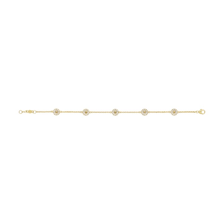 DAISY Bracciali Argento placcato/a oro WHITE ENAMEL 5X7 MM DAISY 18.5 cm nel gruppo Bracciali / Bracciali d'argento presso SCANDINAVIAN JEWELRY DESIGN (10018927)