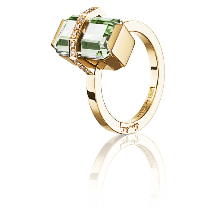 Little Bend Over - Green Quartz Anello Oro nel gruppo Anelli / Anelli di diamanti presso SCANDINAVIAN JEWELRY DESIGN (13-101-01962)