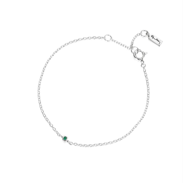 Micro Blink - Green Emerald Bracciali Argento 16-19 cm nel gruppo Bracciali / Bracciali d'argento presso SCANDINAVIAN JEWELRY DESIGN (14-100-01893-1619)