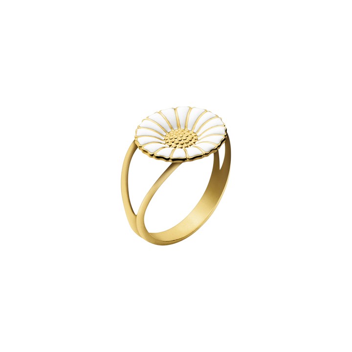 DAISY Anello WHITE ENAMEL 11 mm (Oro) nel gruppo Anelli / Anelli d'oro presso SCANDINAVIAN JEWELRY DESIGN (20000310)