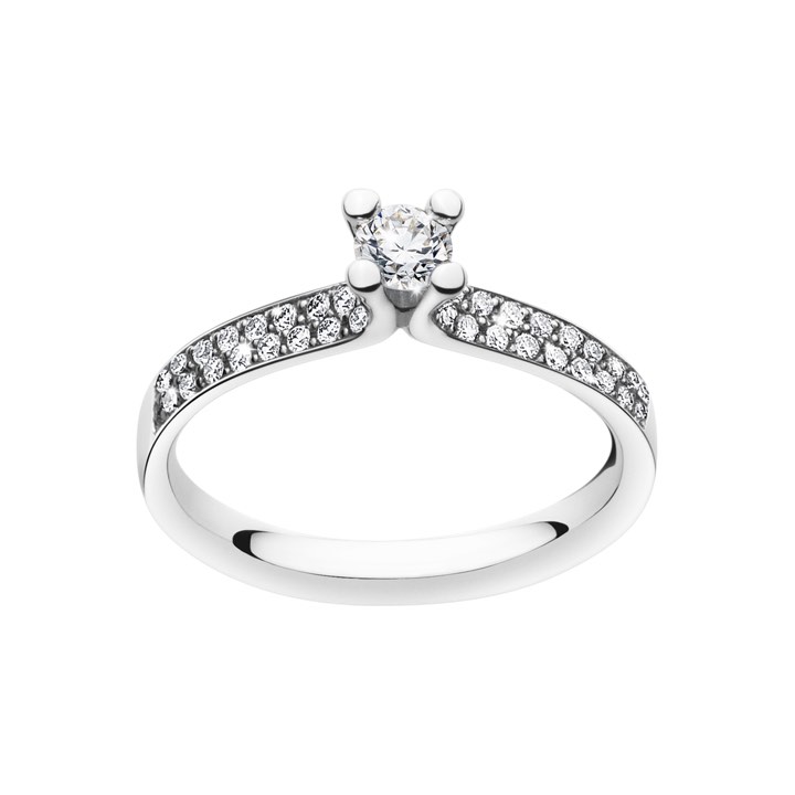MAGIC SOLITAIRE Anello Diamante PAVÉ 0.33 ct Oro bianco nel gruppo Anelli / Anelli di fidanzamento e fedi presso SCANDINAVIAN JEWELRY DESIGN (20000460)