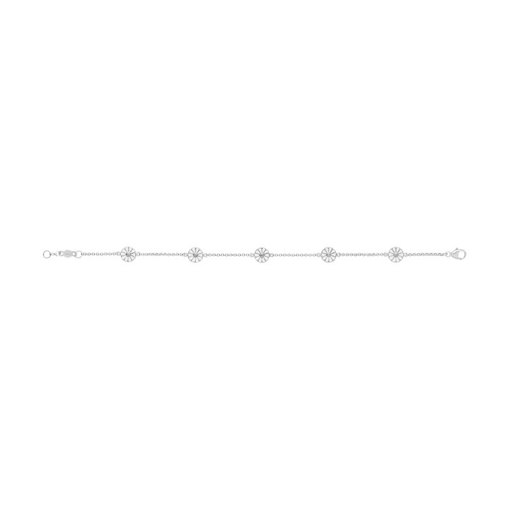 DAISY Bracciali Argento RH WHITE ENAMEL 5X7 MM DAISY 18.5 cm nel gruppo Bracciali / Bracciali d'argento presso SCANDINAVIAN JEWELRY DESIGN (20000725)