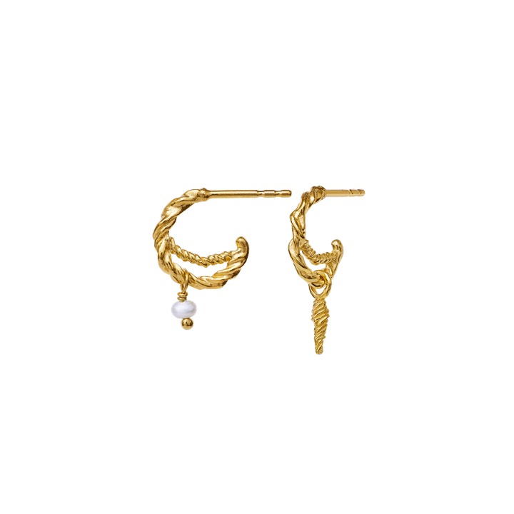 Duo Orecchino Oro nel gruppo Orecchini / Orecchini di perle presso SCANDINAVIAN JEWELRY DESIGN (9740a)