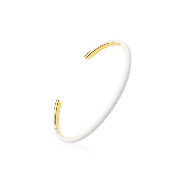 Enamel cuff white (Oro) nel gruppo Bracciali / Braccialetti presso SCANDINAVIAN JEWELRY DESIGN (B2205GPEW-OS)