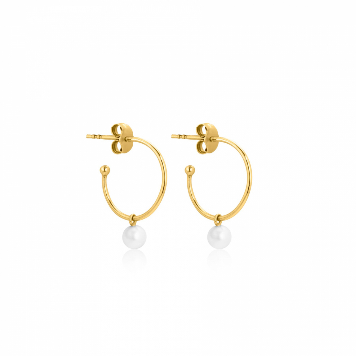 Pearl Mini Hoops Orecchino (Oro) nel gruppo Orecchini / Orecchini di perle presso SCANDINAVIAN JEWELRY DESIGN (E2105GPS0-OS)