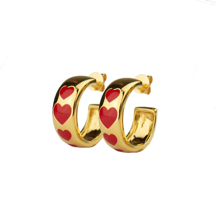 Red heart hoops Oro nel gruppo Orecchini / Orecchini d'oro presso SCANDINAVIAN JEWELRY DESIGN (E2124GPS0-OS)