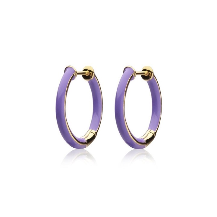Enamel thin hoops purple (Oro) nel gruppo Orecchini / Orecchini d'oro presso SCANDINAVIAN JEWELRY DESIGN (E2150GEPU-OS)
