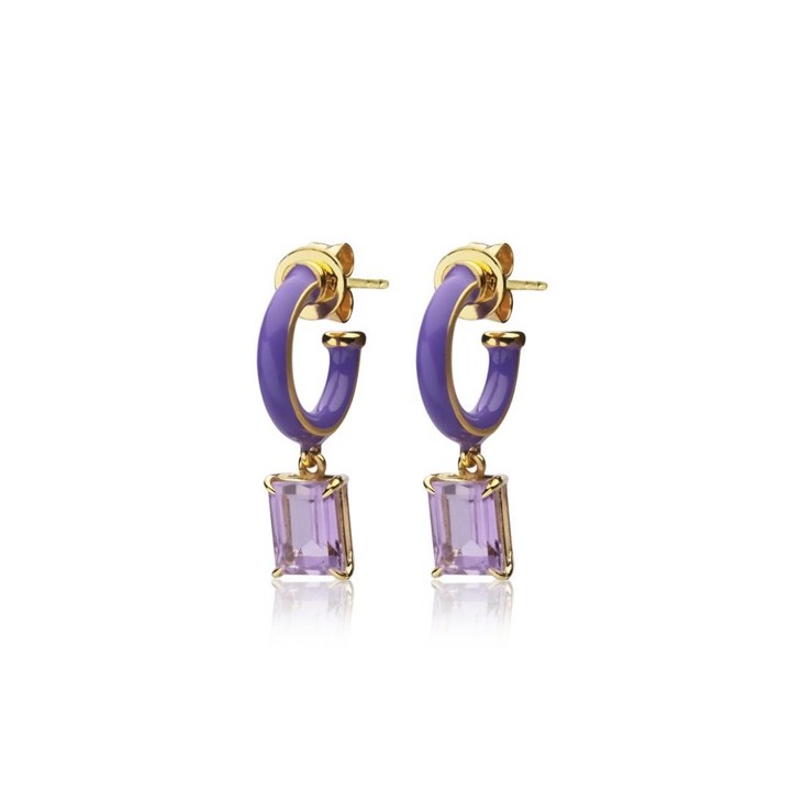 Iris enamel hoops purple (Oro) nel gruppo Orecchini / Orecchini d'oro presso SCANDINAVIAN JEWELRY DESIGN (E2151GEAB-OS)
