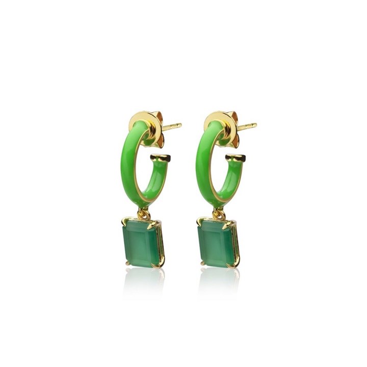 Iris enamel hoops green (Oro) nel gruppo Orecchini / Orecchini d'oro presso SCANDINAVIAN JEWELRY DESIGN (E2151GEGO-OS)