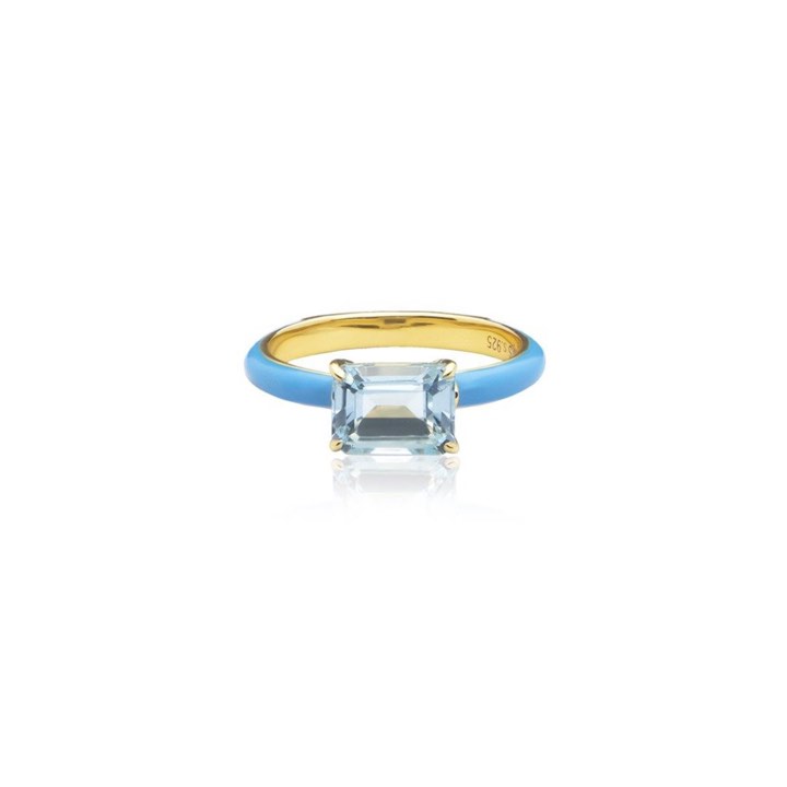 Iris enamel Anello blue (Oro) nel gruppo Anelli / Anelli d'oro presso SCANDINAVIAN JEWELRY DESIGN (R2141GEBT)
