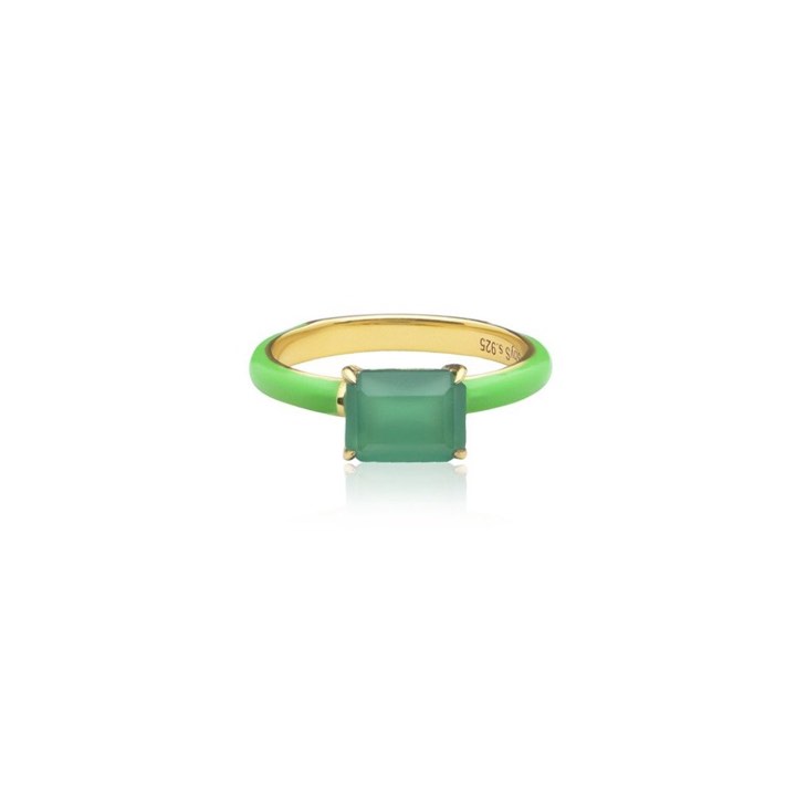 Iris enamel Anello green (Oro) nel gruppo Anelli / Anelli d'oro presso SCANDINAVIAN JEWELRY DESIGN (R2141GEGO)