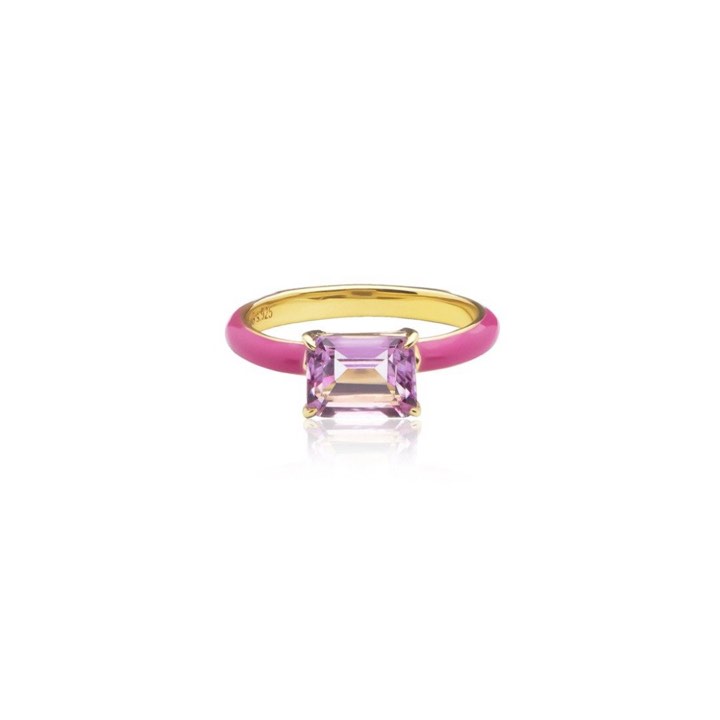 Iris enamel Anello pink (Oro) nel gruppo Anelli / Anelli d'oro presso SCANDINAVIAN JEWELRY DESIGN (R2141GEPT)