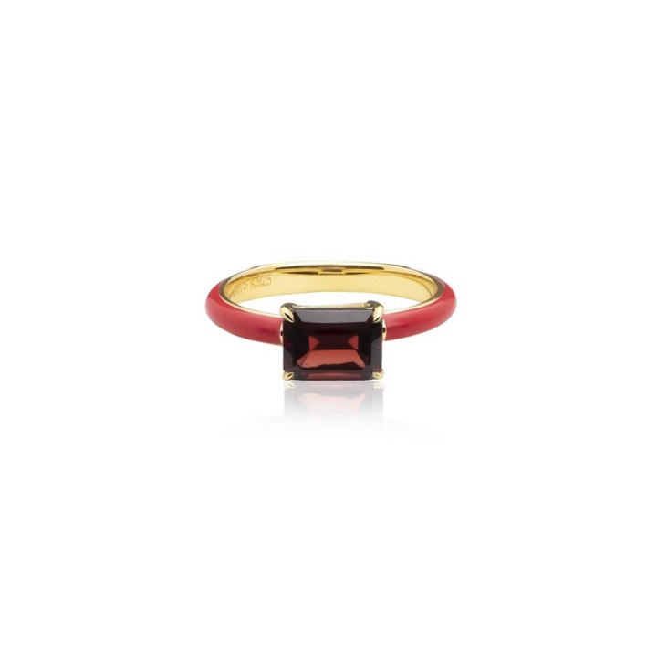 Iris enamel Anello red (Oro) nel gruppo Anelli / Anelli d'oro presso SCANDINAVIAN JEWELRY DESIGN (R2141GERG)