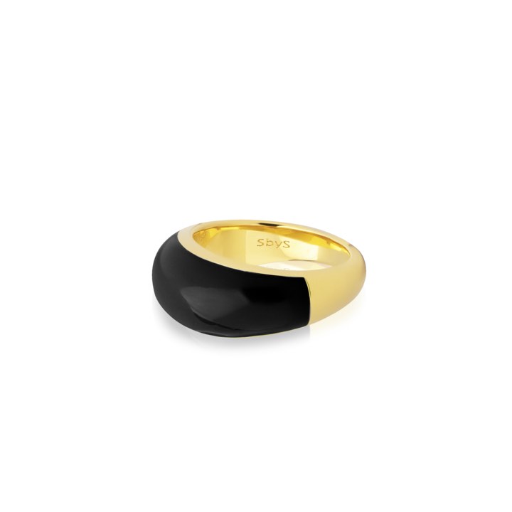 Enamel bold Anello black (Oro) nel gruppo Anelli / Anelli d'oro presso SCANDINAVIAN JEWELRY DESIGN (R2202GEBL)