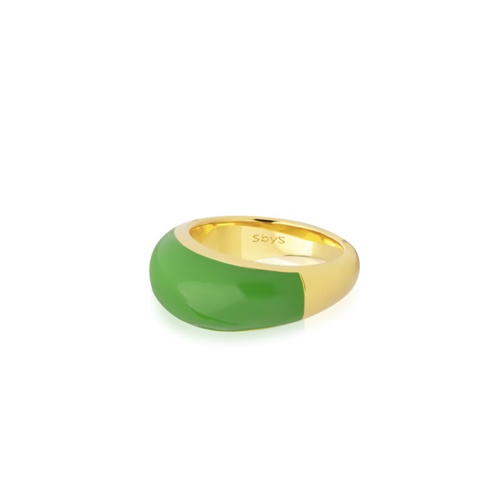 Enamel bold Anello green (Oro) nel gruppo Anelli / Anelli d'oro presso SCANDINAVIAN JEWELRY DESIGN (R2202GPEG)