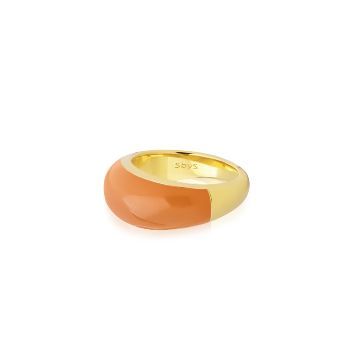 Enamel bold Anello orange (Oro) nel gruppo Anelli / Anelli d'oro presso SCANDINAVIAN JEWELRY DESIGN (R2202GPEO)