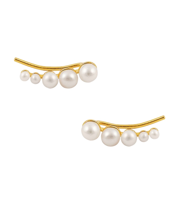 Pearl Croissant EarAnellos Oro nel gruppo Orecchini / Orecchini di perle presso SCANDINAVIAN JEWELRY DESIGN (S08043-G)