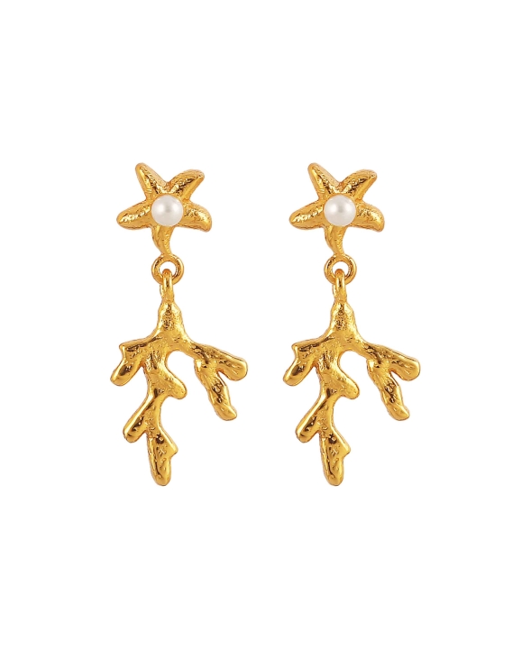 Mini Coral Leaf EarAnellos Oro nel gruppo Orecchini / Orecchini d'oro presso SCANDINAVIAN JEWELRY DESIGN (S08057-G)