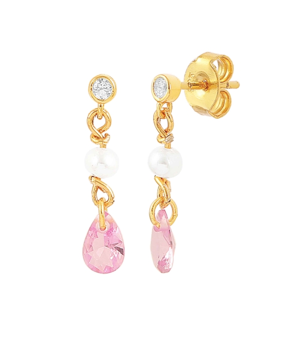 Pink Pearl Raindrop EarAnellos Oro nel gruppo Orecchini / Orecchini di perle presso SCANDINAVIAN JEWELRY DESIGN (S08213-G)