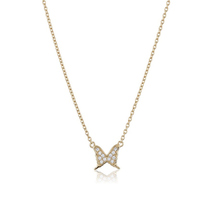 Petite papillion sparkling Necklace Gold nel gruppo Collane / Collane d'oro presso SCANDINAVIAN JEWELRY DESIGN (gp124)