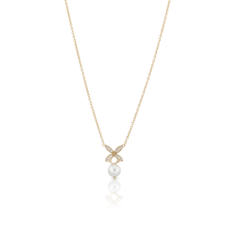 Ellipse mini pearl Necklace Gold nel gruppo Collane / Collane d'oro presso SCANDINAVIAN JEWELRY DESIGN (gp62)