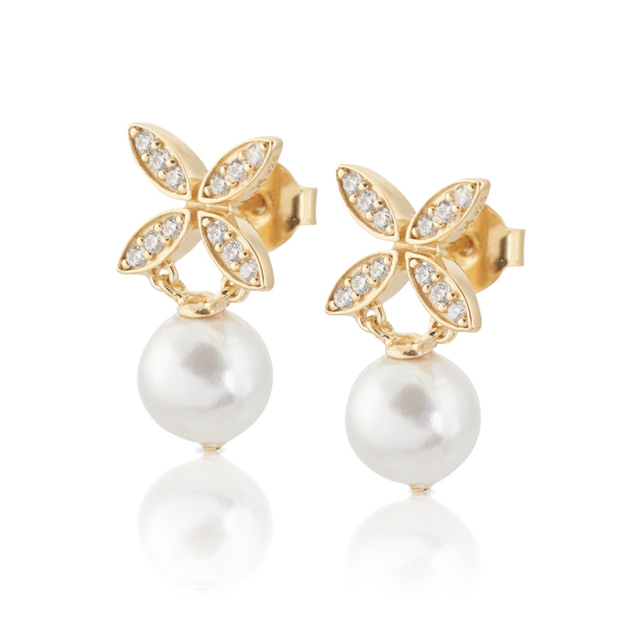 Ellipse mini pearl Earrings Gold nel gruppo Orecchini / Orecchini d'oro presso SCANDINAVIAN JEWELRY DESIGN (gp63)