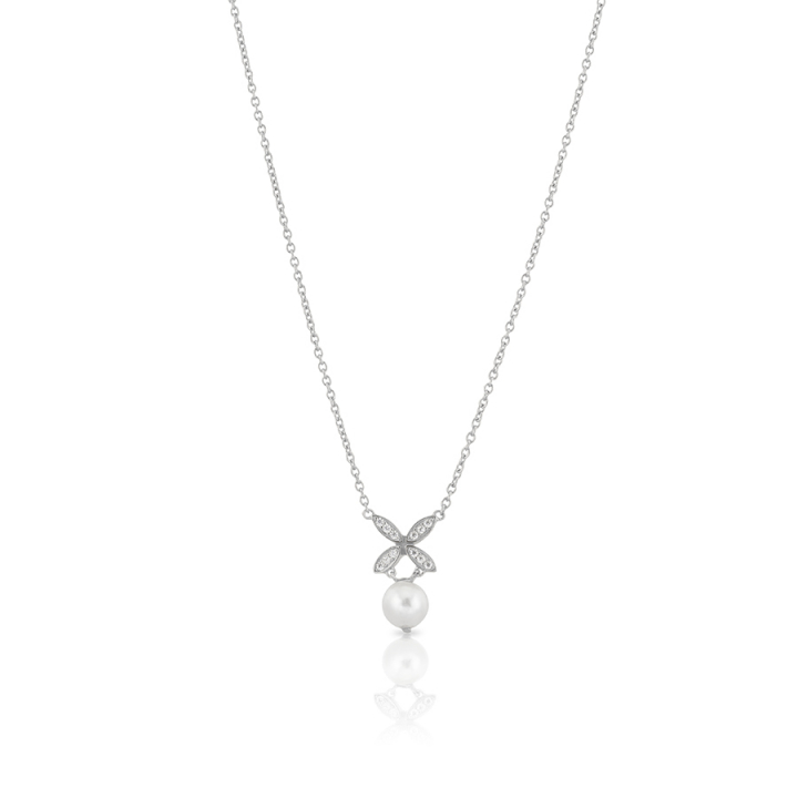 Ellipse mini pearl Necklace Silver nel gruppo Collane / Collane d'argento presso SCANDINAVIAN JEWELRY DESIGN (s243)