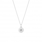 DAISY Pendente Argento RH WHITE ENAMEL 11 MM Diamante 0.05 ct 45 cm