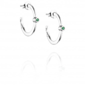 Micro Blink Hoops - Green Emerald Orecchino Argento