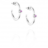 Micro Blink Hoops - Pink Sapphire Orecchino Argento