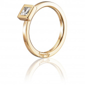 Princess Wedding Thin 0.30 ct Diamante Anello Oro